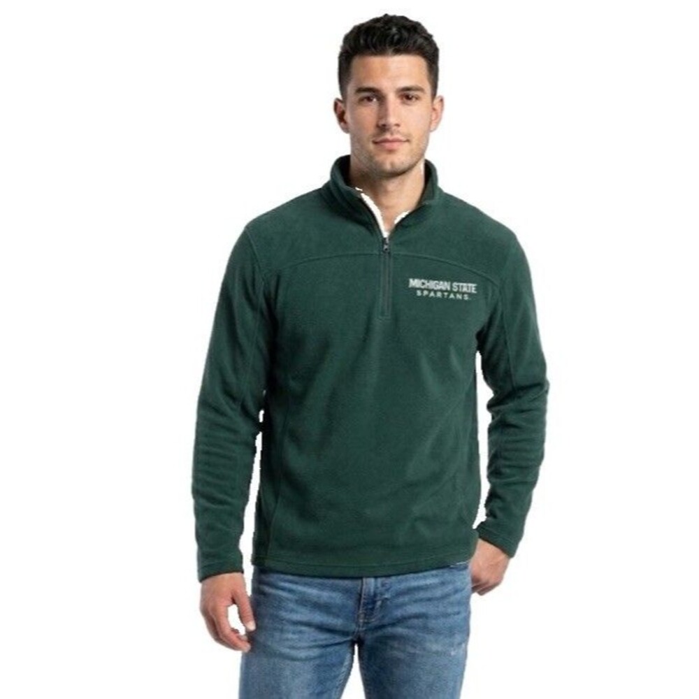 Campus Heritage Green Michigan State Spartans 1/4 Zip Textured Sweatshirt Sz XL